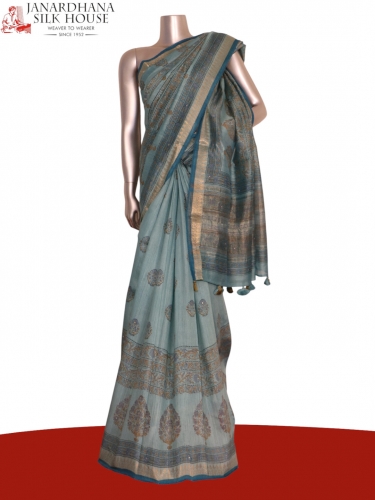 Pure Floral Tussar Silk Saree